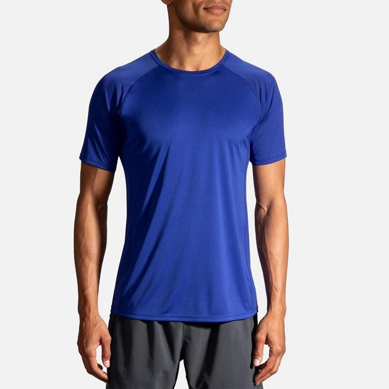 Brooks STEALTH Short Sleeve Running Shirt Mens Outlet - Blue (USM816049)